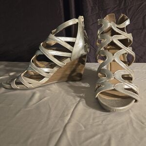 Maurices Champagne Colpred Strappy Wedge Sandals